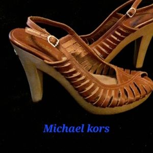 MK Brown leather slingback shoes